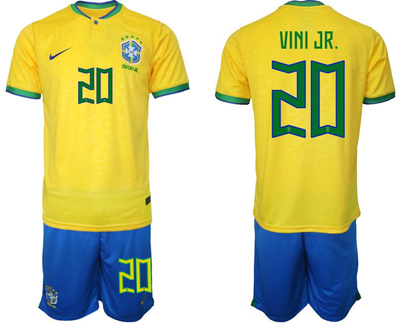 Men 2022 World Cup National Team Brazil home yellow #20 Soccer Jerseys